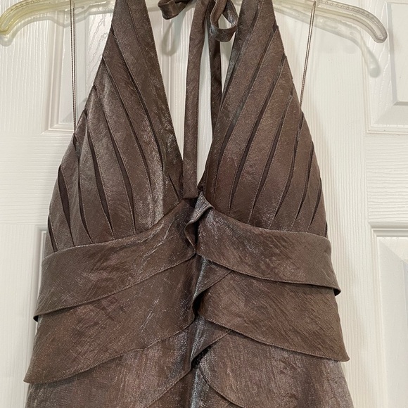 Cache Halter~Layered Cocktail Dress, Size 8, Shimmering Brown in color. Form fit - Picture 2 of 7